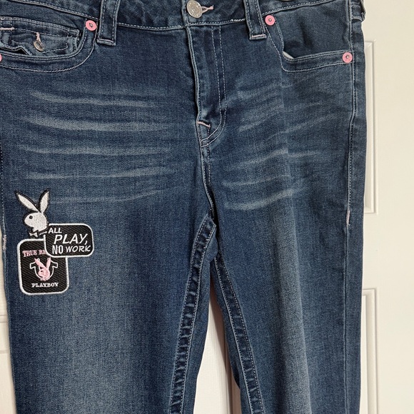 True Religion Blue Bootcut Jeans,Embroidered Bunny Patches, - Picture 4 of 9